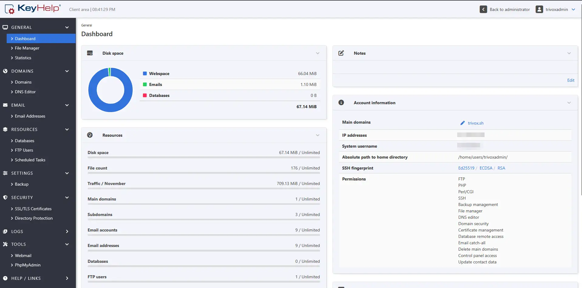 Dashboard Interface