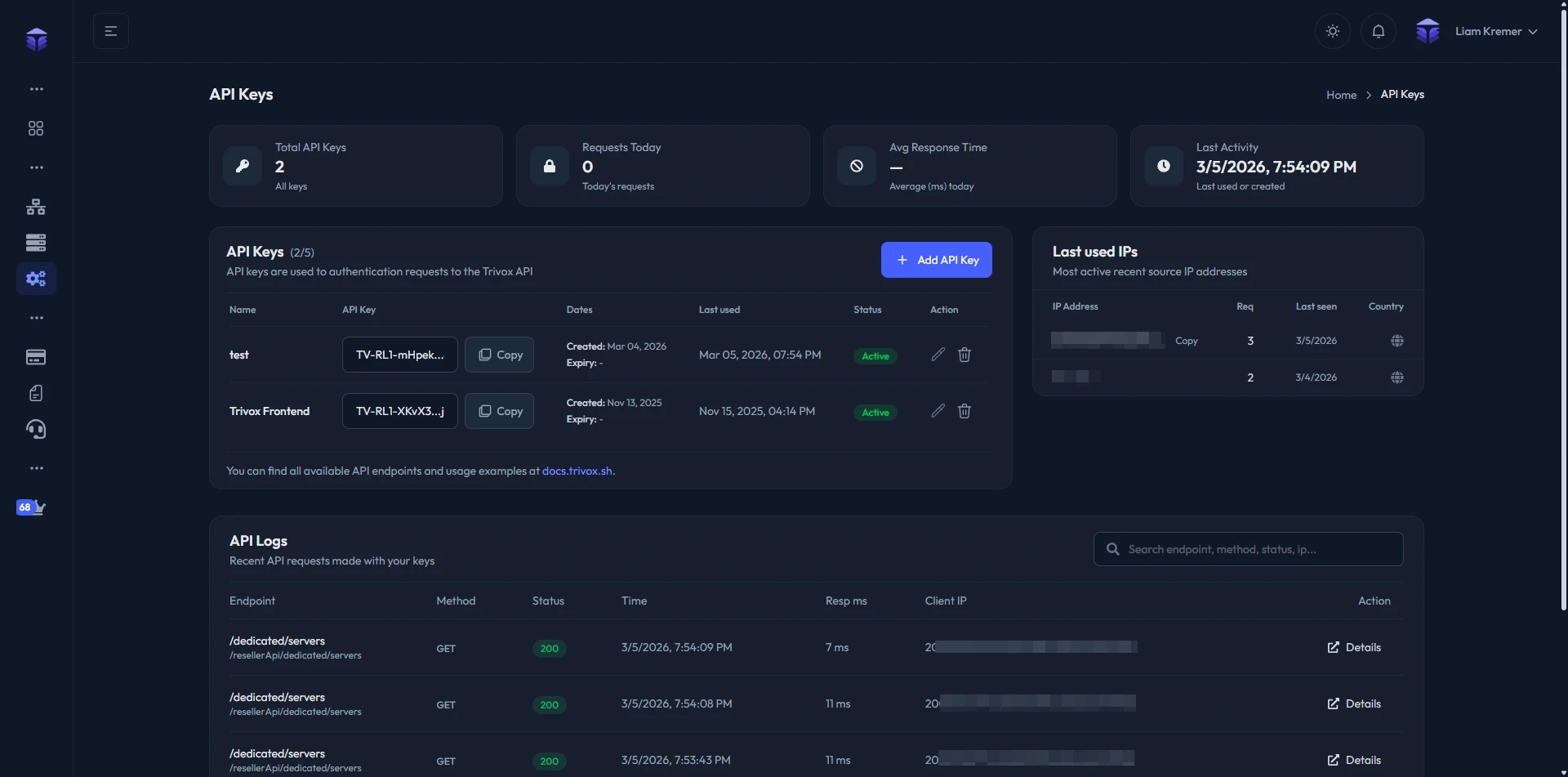 Trivox API documentation preview