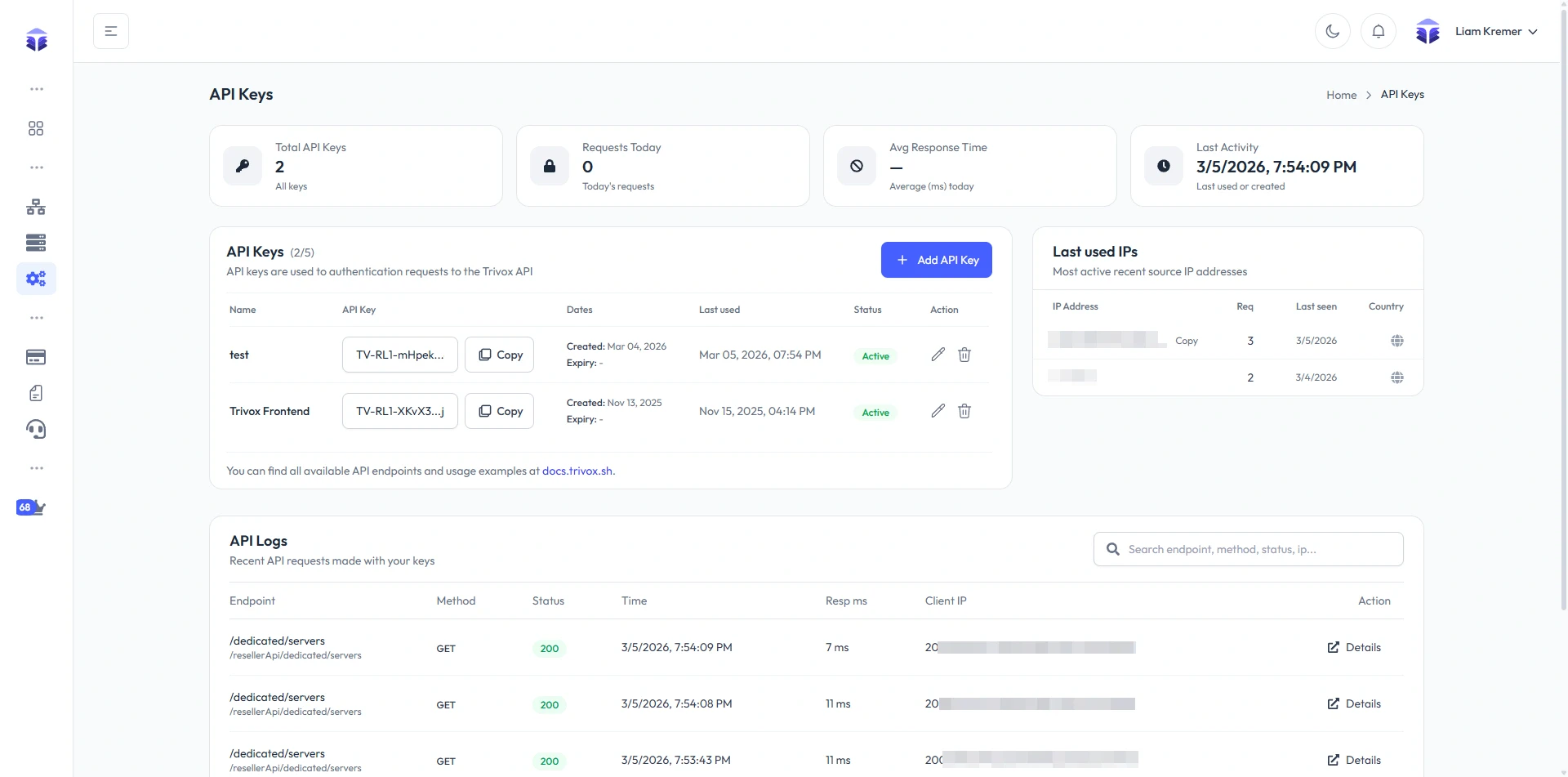 Trivox API documentation preview