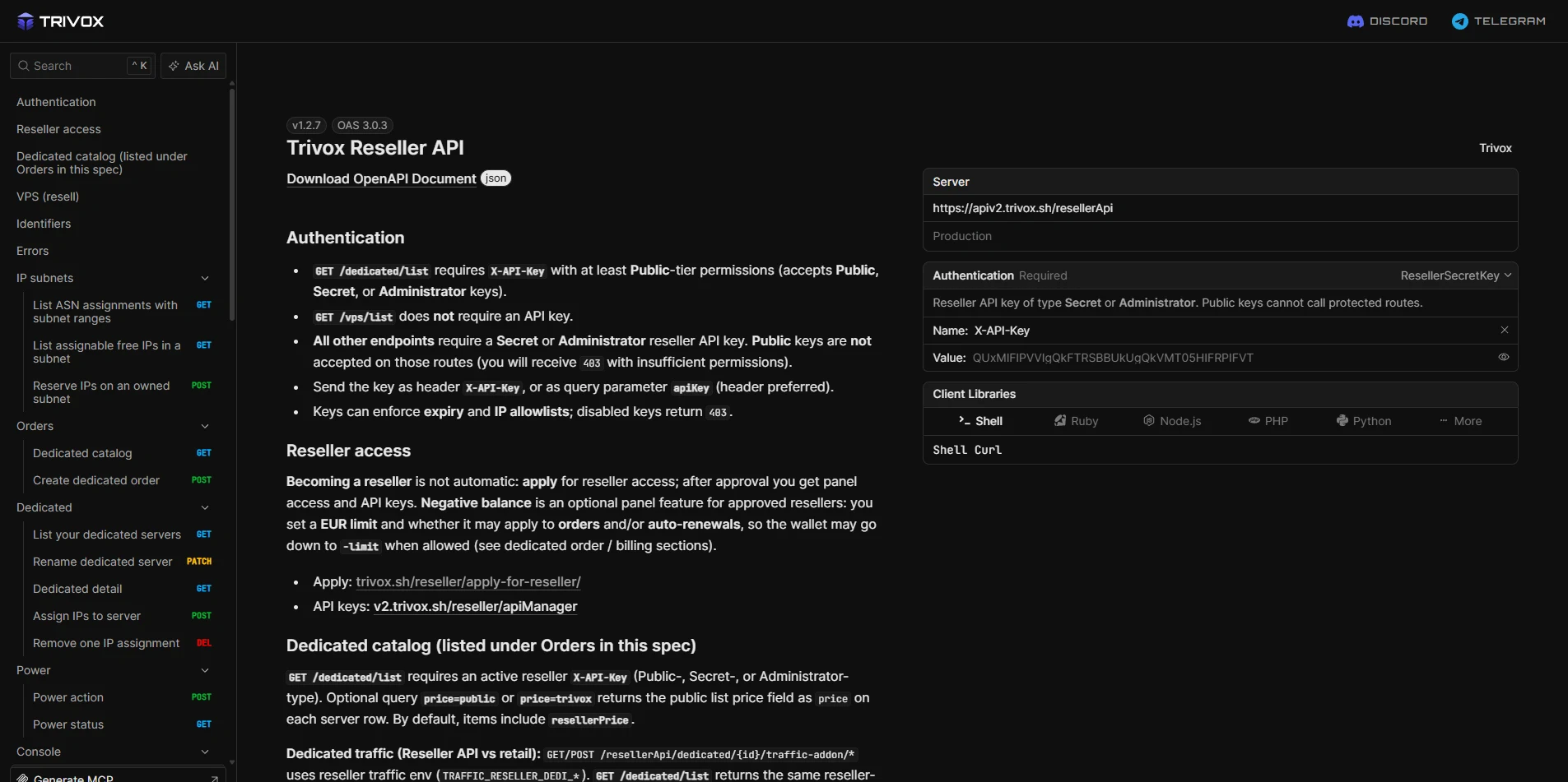 API interface preview