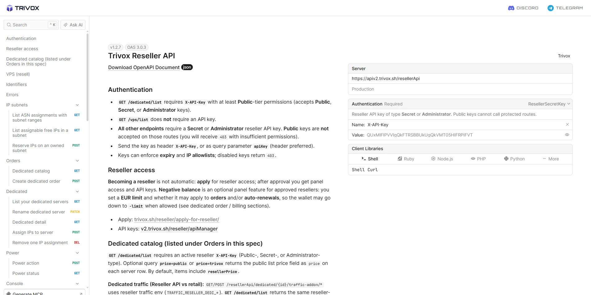 API interface preview
