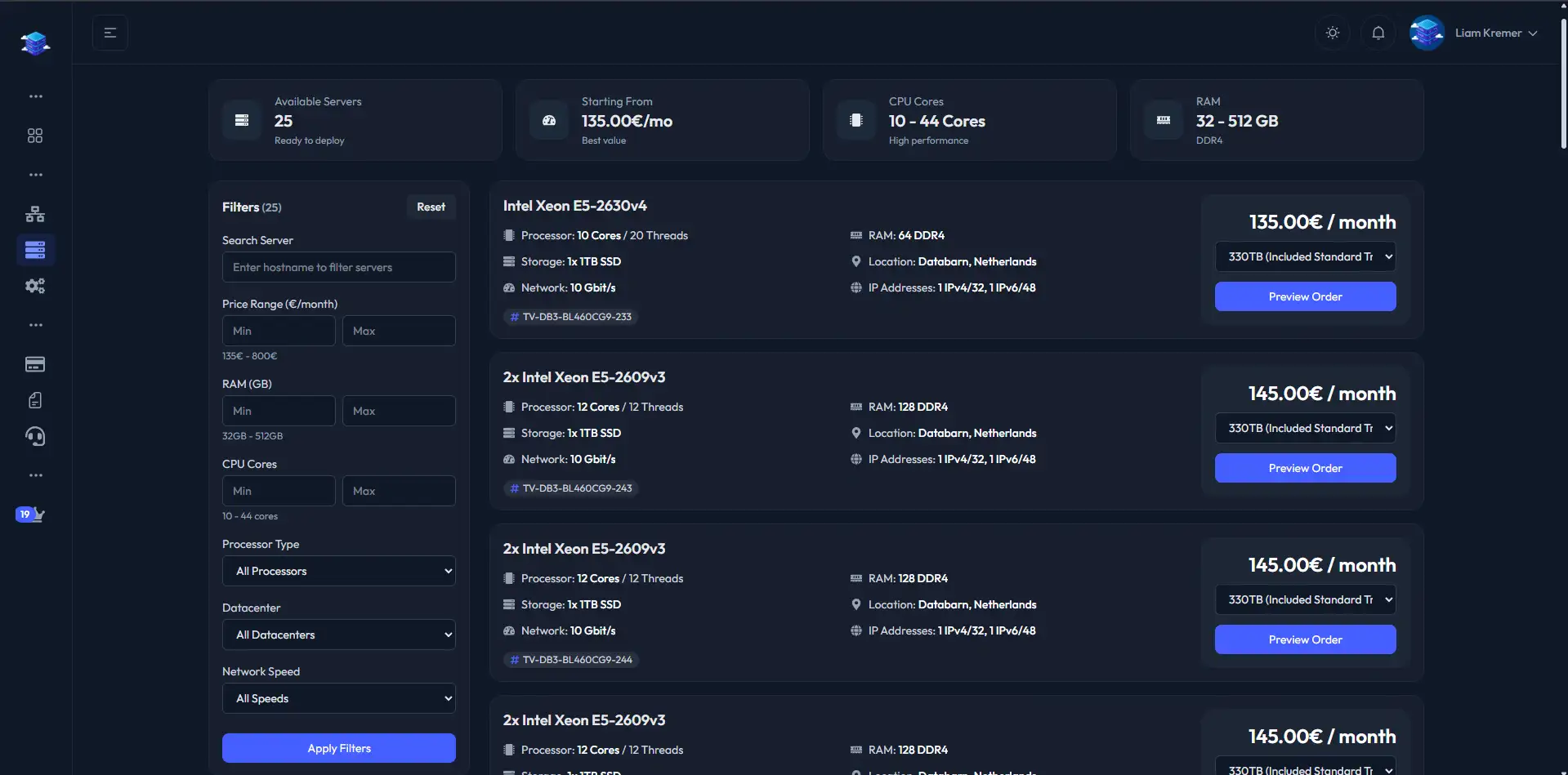 Reseller dashboard preview
