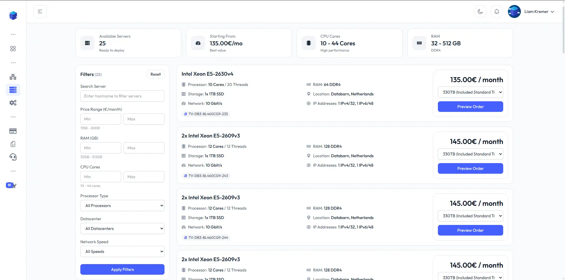 Reseller dashboard preview